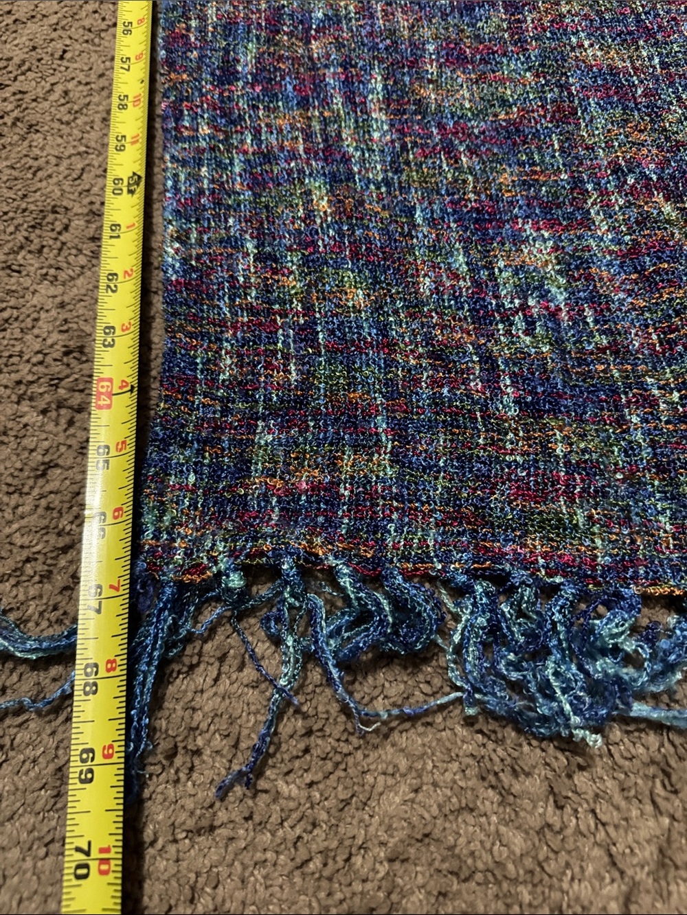 Made in Ireland Lightweight Scarf-EUC-Brightly Colored Plaid-Blue Tones-Silky - Picture 14 of 14